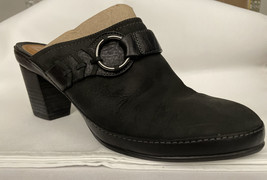 Clark’s Artisan Black Leather Clogs  Slip On w/ Buckle Women’s Size 9 Medium - £13.32 GBP