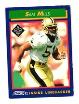 1992 Score #102 Sam Mills New Orleans Saints - $3.00