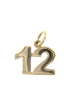 18K YELLOW GOLD NUMBER 12 TWELVE PENDANT CHARM, 0.7 INCHES, 17 MM, MADE ... - $253.46