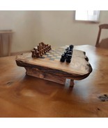 Unique chess board Black-Brown hand made from olive wood - chessboard - $99.99