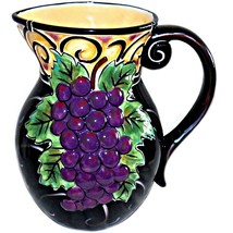 Clay Art Napa Vines Majolica Large 3D Grape Water Wine Ceramic Gallon Pitcher - £47.44 GBP