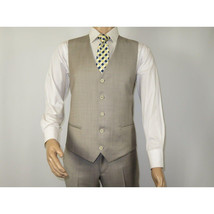 Men Suit BERLUSCONI Turkey 100% Italian Wool Super 180's 3pc Vested #Ber13 Beige image 8