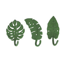Zeckos Set of 3 Cast Iron Tropical Leaf Decorative Wall Hooks - £35.35 GBP