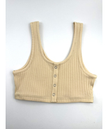 ROSIO LIGHT BEIGE SAND JUNIOR&#39;S BUTTON CROP TOP SIZE: S - $7.99