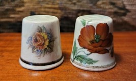 Vintage Floral Speckled Ceramic Sewing Thimbles - Hand Painted Holland - £7.76 GBP
