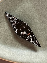 Vintage Large Black Plastic Trapezoid w Silver Confetti Pin Brooch – 3 and 1/8th - £8.99 GBP