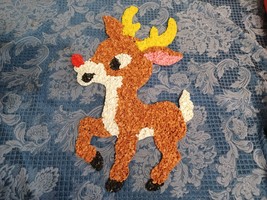 Vintage Melted Plastic Popcorn Christmas Rudolph Reindeer Wall Decor 20&quot; - $465.38 MXN