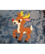 Vintage Melted Plastic Popcorn Christmas Rudolph Reindeer Wall Decor 20&quot; - $468.93 MXN