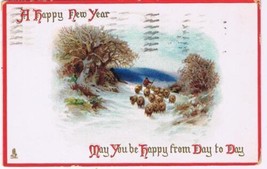 Holiday Postcard Happy New Year From Day To Day Sheep - $2.96