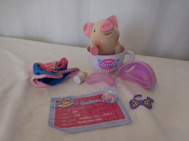 Toy Teck Flocked Teacup Piggies Pink Pig Talks 6” Jade with Cup  Vintage - $22.79