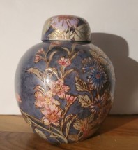 Chinese Ginger Jar 6&quot; Blue With Floral Design Beautiful Flowers - £33.29 GBP