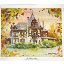 Beringer Bros Winery Rhine House Napa Valley Watercolor Vtg Poster James... - £114.02 GBP