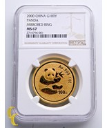 2000 Oro Cinese Panda 1 Oz. G500Y Specchio Anello Selezionato By NGC Com... - $9,480.43