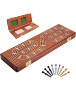 Cribbage Board Game Set 3 Tracks,  Solid Oak Wood Cribbage Boards Unique... - $32.99