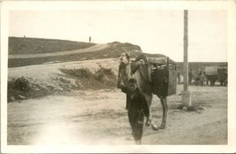 Vtg Postcard RPPC Carte Postale - Child Leading Packed Camel 1940s - £5.72 GBP