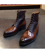 Handmade Ankle High Lace up Dark Cognac Calf / Brown Boot - $199.50