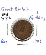 Great Britain 1 Farthing, 1943, Bronze, KM82 - $32.76 MXN