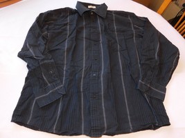 Eighty Eight Men&#39;s Long Sleeve Button Up Shirt Size XL xlarge Black Grey Striped - £13.46 GBP