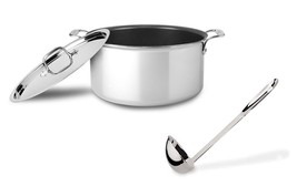 All-Clad D3 NON-STICK 8 quart SS Bonded Stock Pot w/lid &amp; ladle (DEMO) - £74.08 GBP