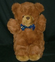 15&quot; Vintage 1985 Prestige Toy Corp Brown Teddy Bear Stuffed Animal Plush Blue - £36.61 GBP