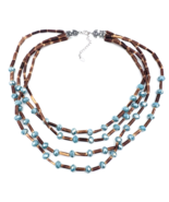 Coco Layered Multi Strand Wood Tube Blue Beaded Necklace - €22,06 EUR