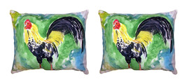 Pair of Betsy Drake Bantam Rooster No Cord Pillows 16 Inch X 20 Inch - £61.91 GBP