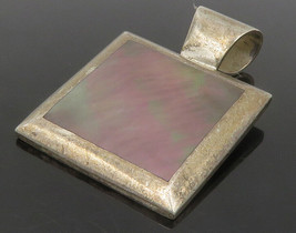 925 Sterling Silver - Vintage Inlaid Abalone Shell Square Slide Pendant- PT10767 - £35.70 GBP