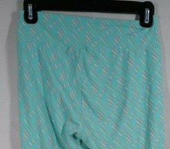 Lularoe One Size Leggings Light Blue With Colorful Lines Design - $10.88