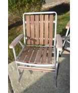 3 Vtg Red Wood Slat &amp; Aluminum Lawn Chairs 1 Rocker Folding 2 Folding Cedar - £116.77 GBP
