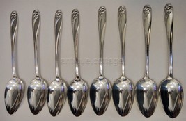 1847 vintage ROGERS DAFFODIL SILVERPLATE flatware 8 SOUP SPOONS shiny - £50.35 GBP