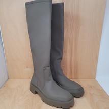 Zara Womens Platform Boots Size 7.5 Rubberized Knee High Weather Resistant EU 38 - £74.80 GBP