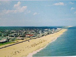 Rehoboth Beach Delaware Postcard Ariel View Looks North Building Beach S... - $13.30