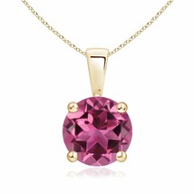 Authenticity Guarantee 
Classic Round Pink Tourmaline Solitaire Pendant in 14... - £1,115.76 GBP