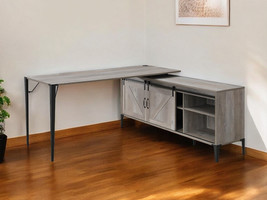 65 Inch Gray and Black L Shape Writing Desk - $14,350.11 MXN