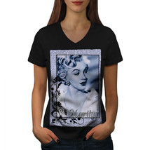 Marilyn Monroe Face Shirt Eiffel Sky Women V-Neck T-shirt - £10.03 GBP