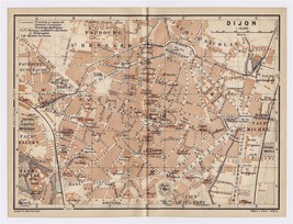 1905 Antique City Map Of Dijon / Burgundy / Bourgogne / France - £18.72 GBP