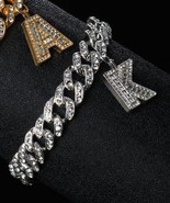 Hip Hop A-z Initial Bracelet Charm Jewellery Hand Men&#39;s Bangles Crystal ... - £15.73 GBP