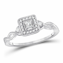 14kt White Gold Womens Princess Diamond Solitaire Promise Ring 1/5 Cttw - £382.92 GBP