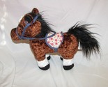 battat plush dark brown horse soft textured w/ black mane tail + saddle ... - £6.53 GBP