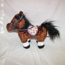 battat plush dark brown horse soft textured w/ black mane tail + saddle ... - £6.53 GBP