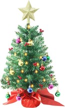 24 Inch Tabletop Christmas Tree Artificial Mini Xmas Pine Tree with LED String L - £41.74 GBP