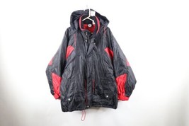 Vintage 90s Marlboro Mens Size Large Quilted Hooded Winter Parka Jacket Black - £55.35 GBP