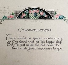 Congratulations Greeting Victorian Card Postcard 1900s Floral PCBG11B - £15.68 GBP