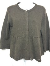 Lucky Brand M Brown Wool Alpaca 3/4 Sleeves Cardigan Sweater - $27.93