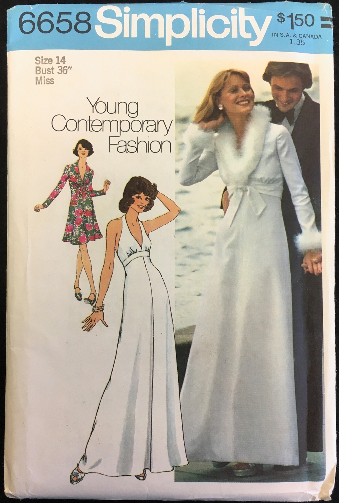 Primary image for Uncut 1970s Size 14 Bust 36 Halter Dress Cropped Jacket Simplicity 6658 Pattern