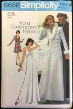 Uncut 1970s Size 14 Bust 36 Halter Dress Cropped Jacket Simplicity 6658 Pattern - $9.99