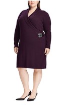 New Chaps Women&#39;s Plus Size Shawl Collar Sweater Dress Eggplant Variety Sizes - £52.55 GBP