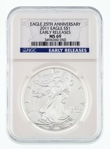 2011 Américain Argent Aigle 25th Anniversaire Classé Par NGC As MS-69 Tô... - $1,420.13 MXN
