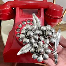 BIG Silver Bouquet Brooch Pin Daisy Pin circa 1940 - AMAZING SILVER GIFT... - $719.18