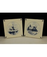 Set of 2 Blue Delft Porcelain Tiles, Made in Belgium, Hand Painted in Ho... - $39.96 CAD